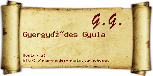 Gyergyádes Gyula névjegykártya